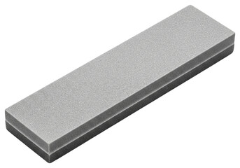 Two tone abrasive whetstone block for sharpening metal blades isolated on a transparent background