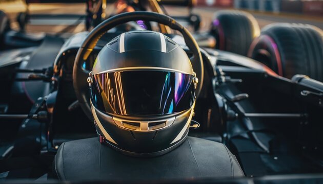 Sleek Black Helmet with Gold-Tinted Visor Close-Up