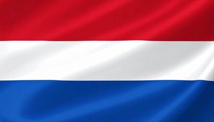 Fototapeta premium Simple Netherlands flag—red, white, and blue bands representing Dutch identity, pride, and unity.