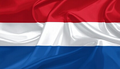 Fototapeta premium Textured Netherlands flag—red, white, and blue bands expressing Dutch pride, identity, and heritage.