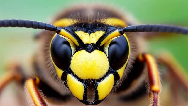 Closeup of a wasps face