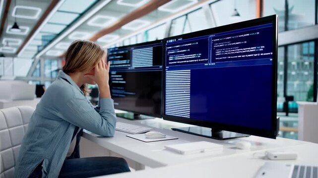 Bored Female Web Developer Sitting