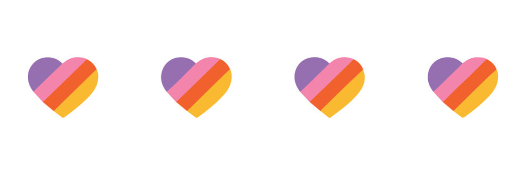 likee heart app icon four hearts striped diagonal vector