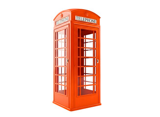 Obraz premium Classic red telephone booth isolated on transparent background