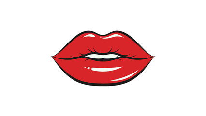 Illustration of red lips with glossy finish and subtle shading.