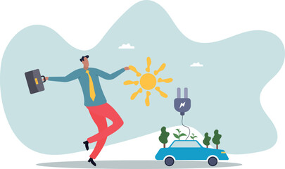 EV, Electric car clean energy environment friendly or hi technology using reusable solar power to fuel battery .about a man and his life.