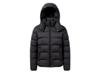 Light gray puffer jacket isolated on transparent background