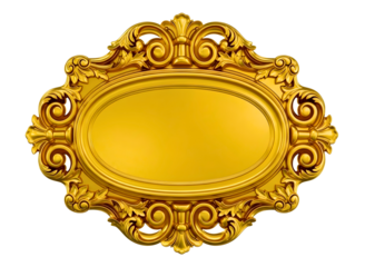Ornate golden frame blank label isolated on transparent background