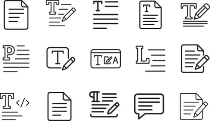   Text line editable icon set with clean outline symbols for typography, writing, UI, apps and design projects. © Md Ataullah 