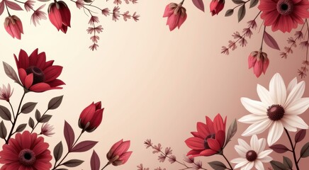 Floral background with red and white flowers