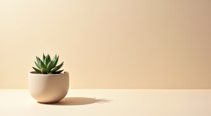 Small plant in a white pot on a table