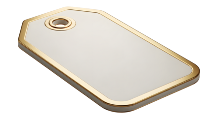Elegant 3D gold and white luxury price tag isolated