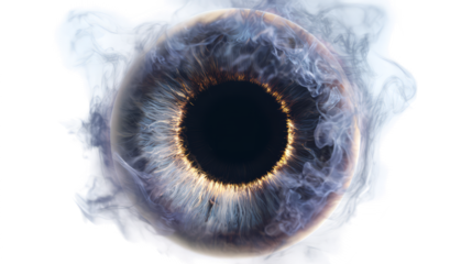 Surreal glowing eye with iris texture