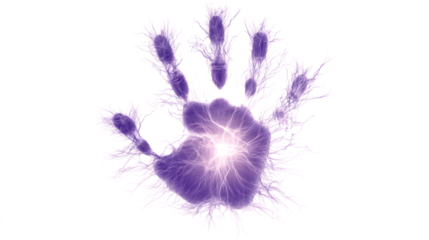 Glowing Electric Purple Handprint Symbolizing Energy