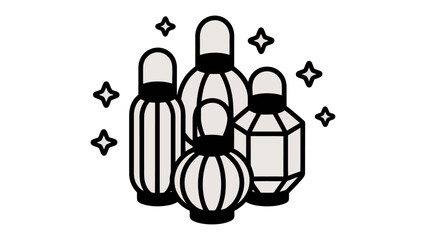 Elegant Perfume Collection: An ensemble of exquisite perfume bottles, each showcasing a unique design, accompanied by subtle sparkling accents, embodying the essence of sophistication and luxury.