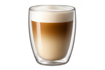 Latte macchiato drink with froth on transparent background