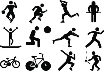 Sports icons collection isolated on transparent background, Vector, illustration