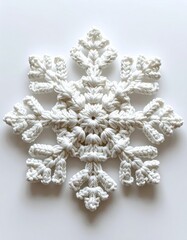 Handmade White Crochet Snowflake Ornament on a Clean White Background