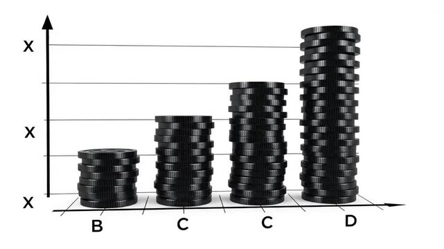 Stacks of poker chips in a bar graph illustration.