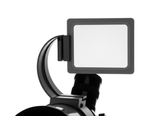 Black telescope solar finder accessory with white projection screen on a transparent background