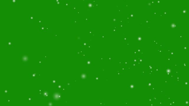 Loop snow animation white shining star light glowing light on green background screen lights effect glowing stars sparkle