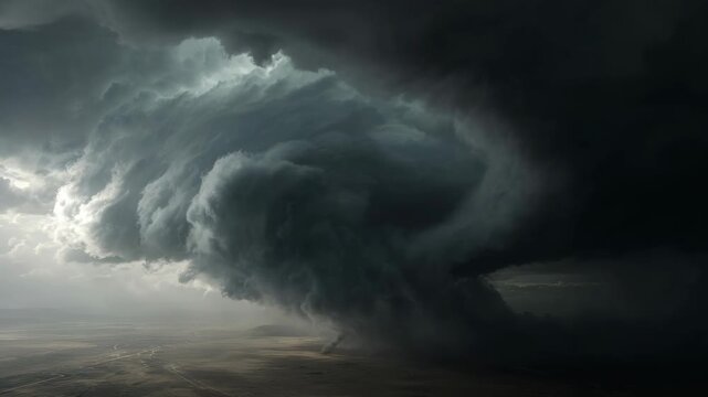 Dark storm cloud tornado dramatic sky powerful wind natural disaster rural landscape extreme weather atmospheric danger swirling formation intense moody dangerous landscape disaster sky rural weather