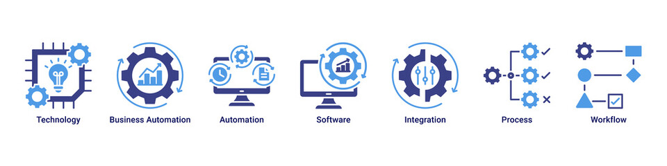 Obraz premium Digital Automation banner featuring technology-driven workflow, software integration, and business automation processes