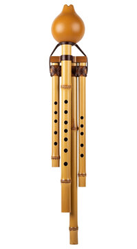 Traditional Chinese cucurbit flute musical instrument hulusi on a transparent background