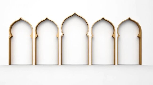 Arched architectural features in a row, resembling a mosque or traditional Islamic building design, with a white background