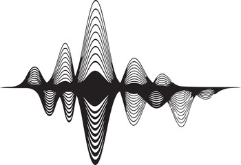 Sound wave graph with layered lines and curves on a transparent background illustration