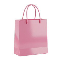 Glossy Pink Shopping Bag With Handles On Transparent Background Perfect For Retail And Gifts Presentation