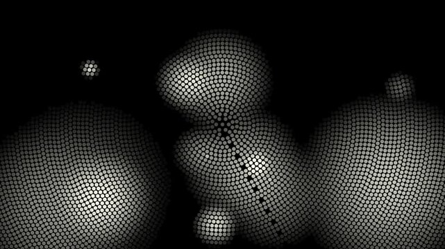 Black and white dot pattern background with glowing circular light spot 