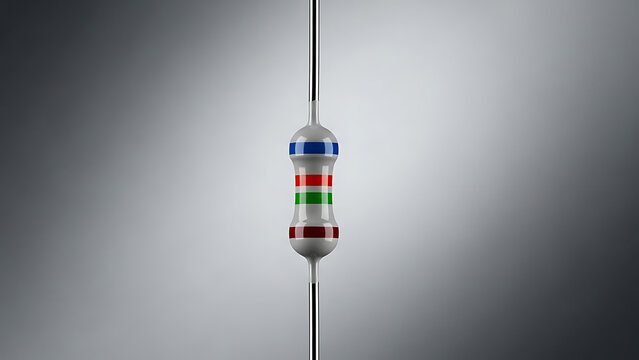 Essential electronic resistor with colored bands, crucial component for circuit boards, technology, and engineering applications