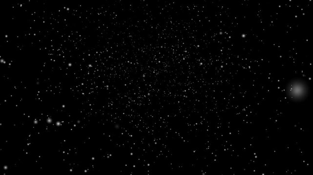 Seamless loop snow animation and motion graphics big and small snowflakes and falling snow with black background, snow