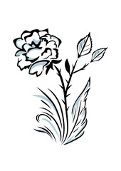 Stylized outlined rose