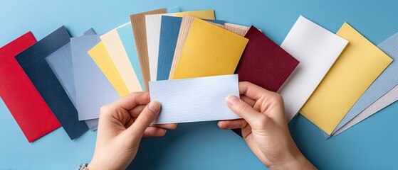 Colorful sticky notes are held by a hand over a flat surface for mockup and social media post ideas, offering a creative look for design projects and advertising