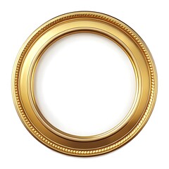 Naklejka premium Shiny Gold Circular Frame Border in Angled Perspective on White Background