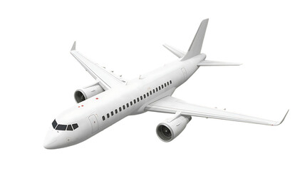 Obraz premium A detailed white passenger airplane model is showcased from a slightly elevated perspective on transparent background high quality professional modern elegant
