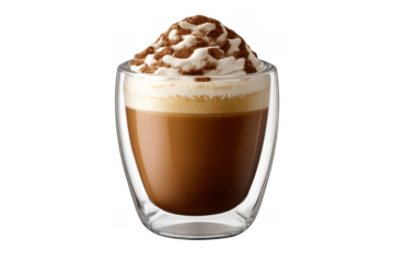 Cappuccino coffee drink with whipped cream and cocoa powder