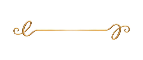 Golden decorative line with curly ends on transparent background high quality professional detailed modern elegant stylish clean crisp vibrant colorful digital