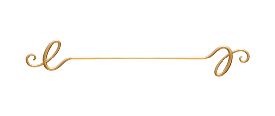 Golden decorative line with curly ends on transparent background high quality professional detailed modern elegant stylish clean crisp vibrant colorful digital