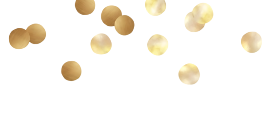 A scattering of glowing golden bokeh circles softly blurred and overlapping creating a festive and magical atmosphere on transparent background