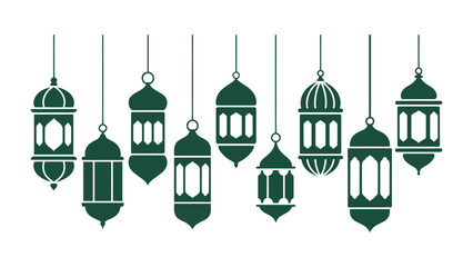 Obraz premium Festive Lanterns: A collection of decorative lanterns, meticulously designed, hanging elegantly, perfect for cultural events and adding a touch of enchantment.