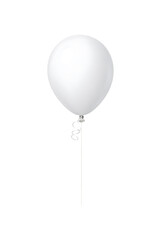 A realistic rendering of a single white balloon with a tied string isolated and perfect for graphic design on transparent background