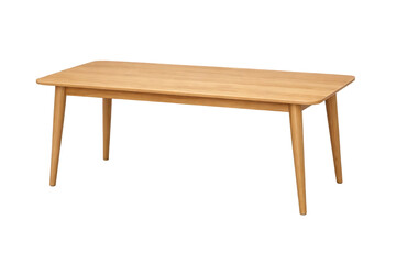 Fototapeta premium A realistic depiction of a light brown wooden dining table with tapered legs ideal for various design projects on transparent background