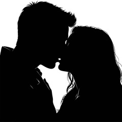 Kiss Day Romantic Couple Love Silhouette Vector Illustration