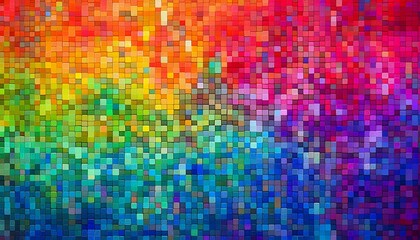 colorful mosaic pattern background abstract grid of small square tiles in bright rainbow hues creating a digital texture