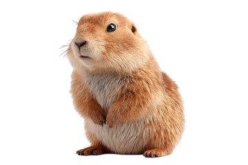 Cute groundhog stands upright in a grassy area on a sunny day, looking curious and alert while enjoying its surroundings