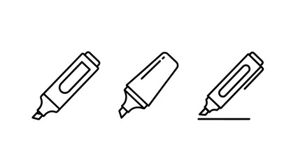 Fototapeta premium Stationery highlighter and marker pen line icons for office work, school study, and document underlining.