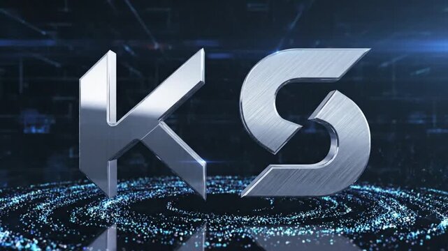 Futuristic KS Logo with Digital Network Background, Technology Concept